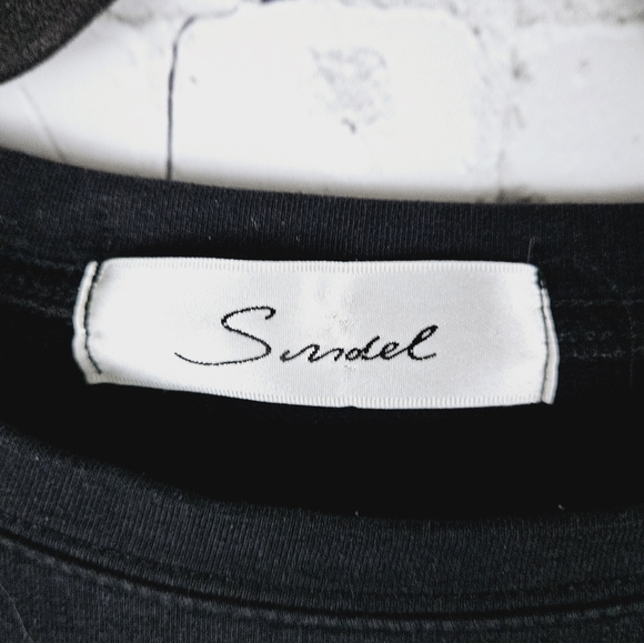 SNIDEL | boxy pullover washed black stretch crewneck sweatshirt - Picture 2 of 4